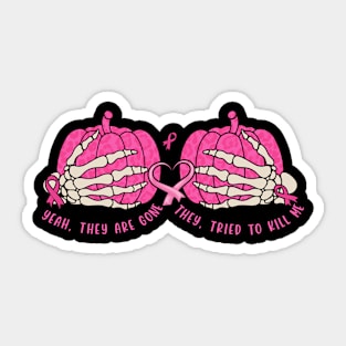 Funny Breast Cancer Awareness Survivor Previvor Halloween Pumpkins Gift For Girl Women Sticker
